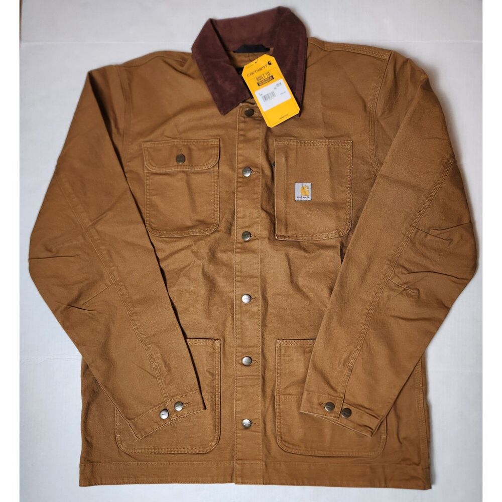 Carhartt Rugged Flex Duck Chore Coat Large Tall Loose Fit Brown